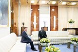 Emmanuel Macron reçu par Paul Biya le 26 juillet 2022, à Yaoundé.