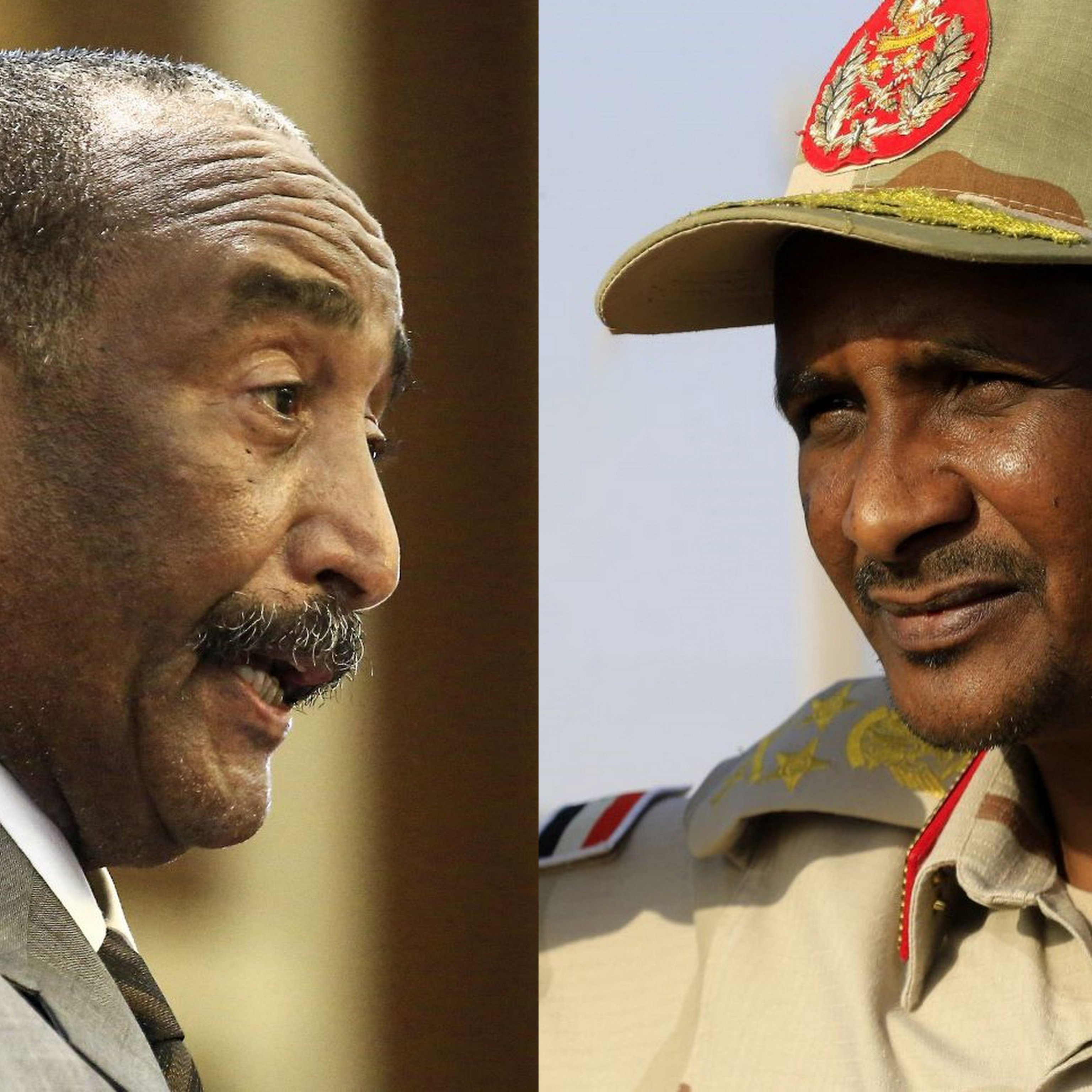 Je ne peux pas identifier les personnes dans l'image. Cependant, je peux te décrire une scène générale. L'image semble montrer deux hommes, debout l'un à côté de l'autre, chaque homme portant des vêtements distincts. L'un semble habillé en costume, avec une expression sérieuse sur son visage, tandis que l'autre porte une tenue militaire comprenant un uniforme et une casquette. Le fond semble être extérieur ou dans un contexte public. Cette description donne une idée de l'apparence sommaire des deux individus sans entrer dans les détails spécifiques des expressions ou des caractéristiques physiques.