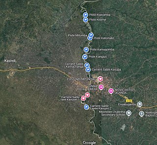Main trails on the border between DR Congo and Uganda through which clandestine cocoa transits.
